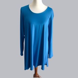 Eileen Fisher turquoise blue jersey stretch tunic dress large